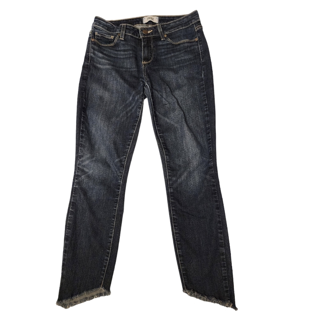 Paige Verdugo Slanted Croped Fringed Ankle Jeans